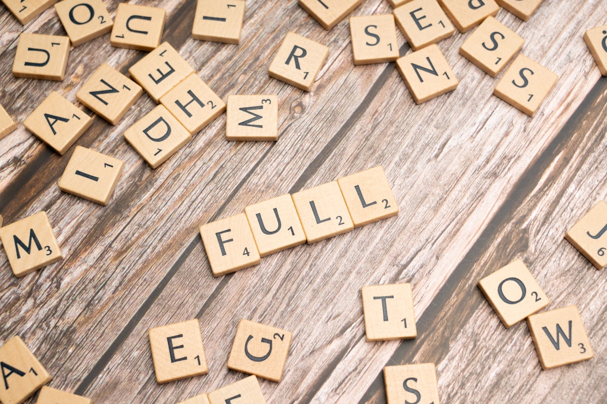 Scrabble tiles spelling words