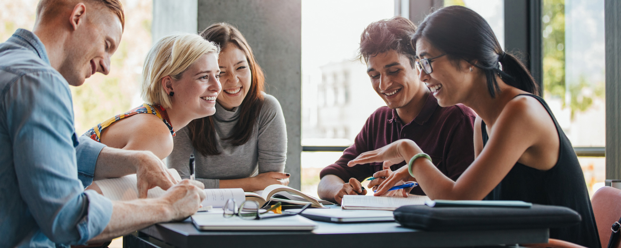 Students studying together